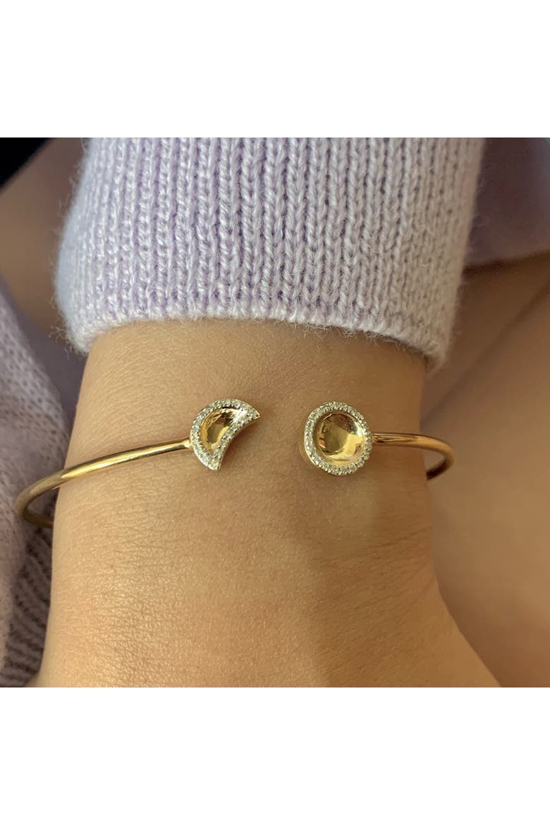 Moon Phases Sterling Silver Diamond Adjustable Cuff, Alternate, color, 14KT Gold Vermeil on Sterling