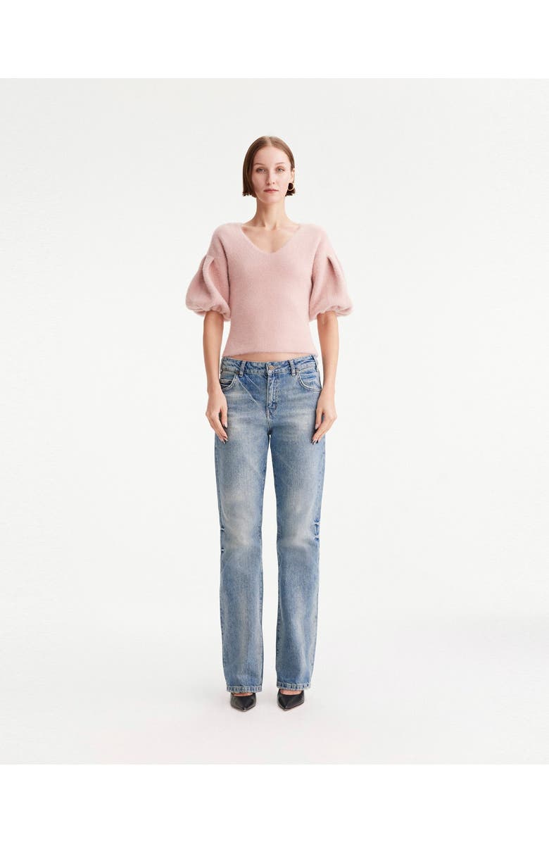 THEO The Label Ersa Bouffant Sleeve V-Neck Pullover, Alternate, color,