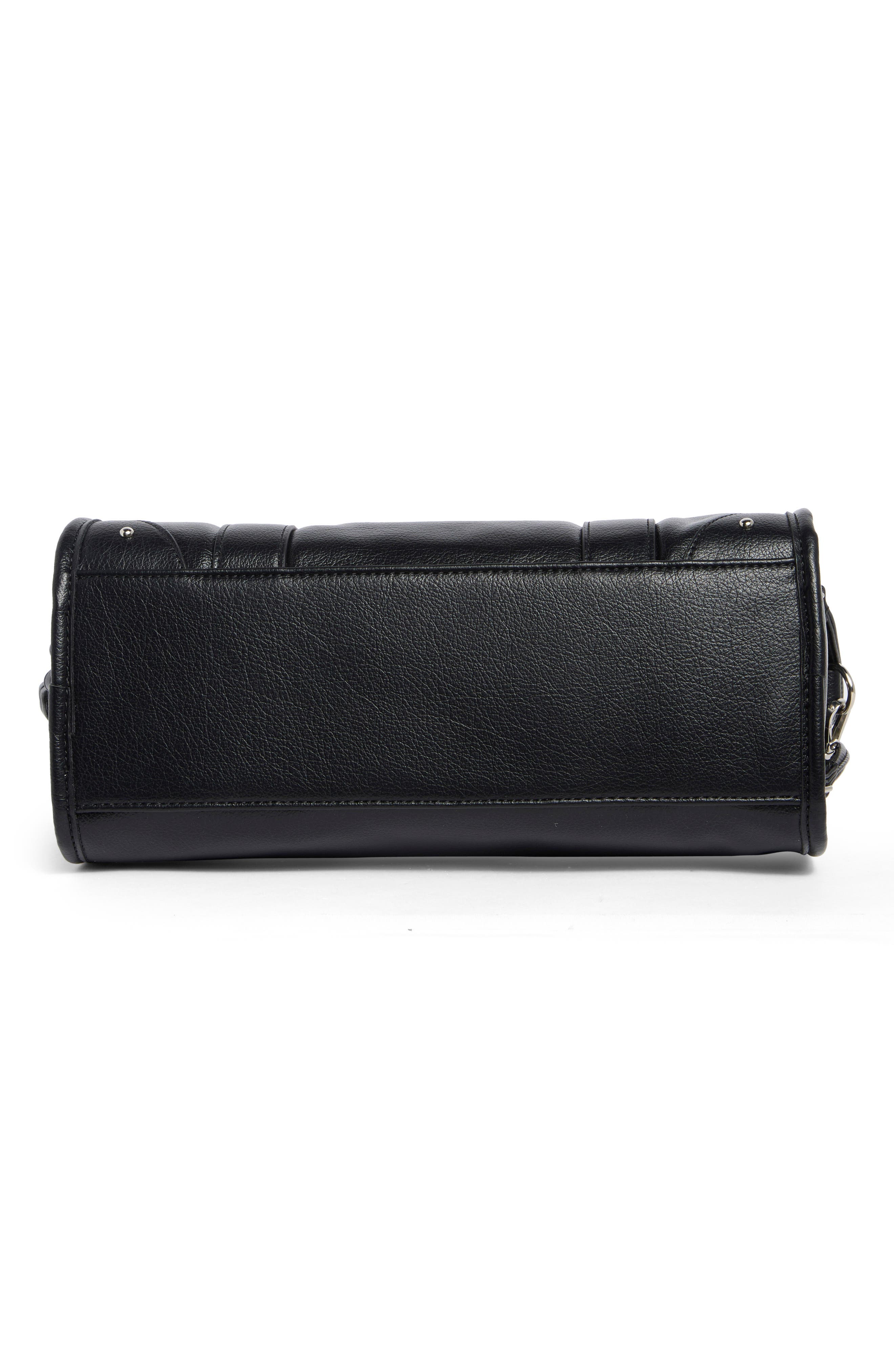 Charm Trim Bowler Bag, Alternate, color, BLACK
