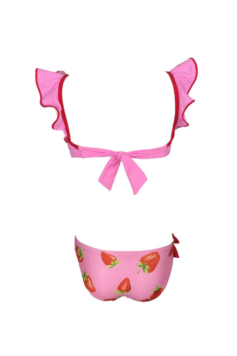 Kids' Ruffle Hand-Crochet 3D Strawberry Detail Two-Piece Swimsuit, Alternate, color, Pink