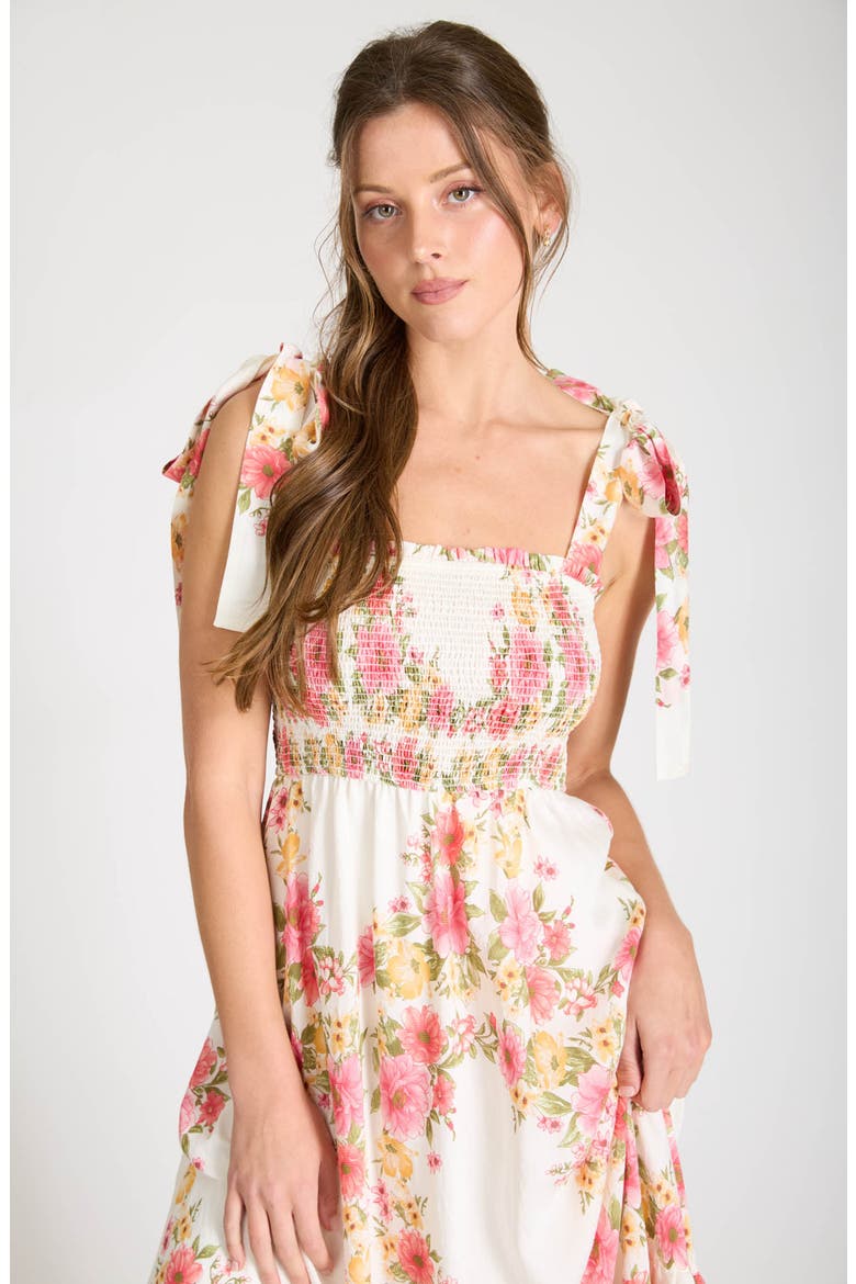 Floral Midi Dress, Alternate, color, RED MULTI