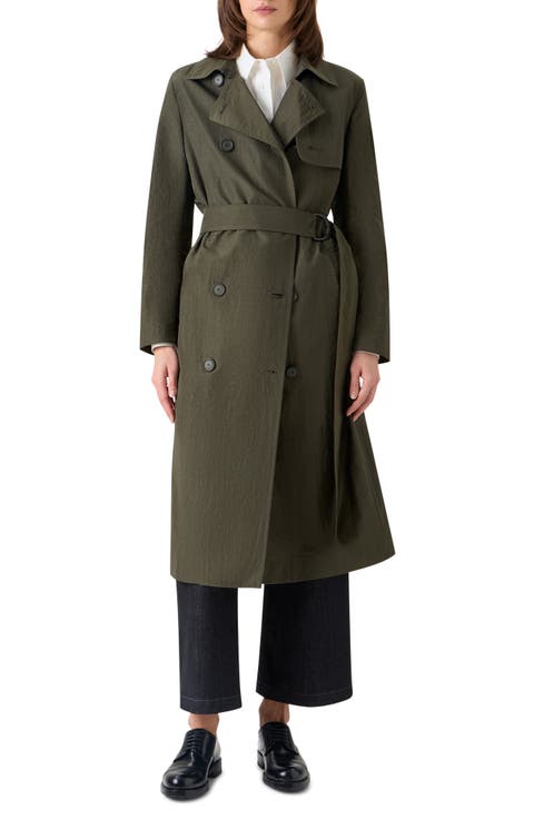 Crinkled Parachute Taffeta Trench Coat