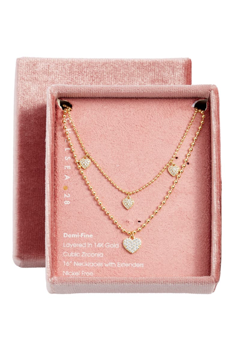 Gift Boxed Set of 2 Cubic Zirconia Necklaces, Main, color, CLEAR- GOLD