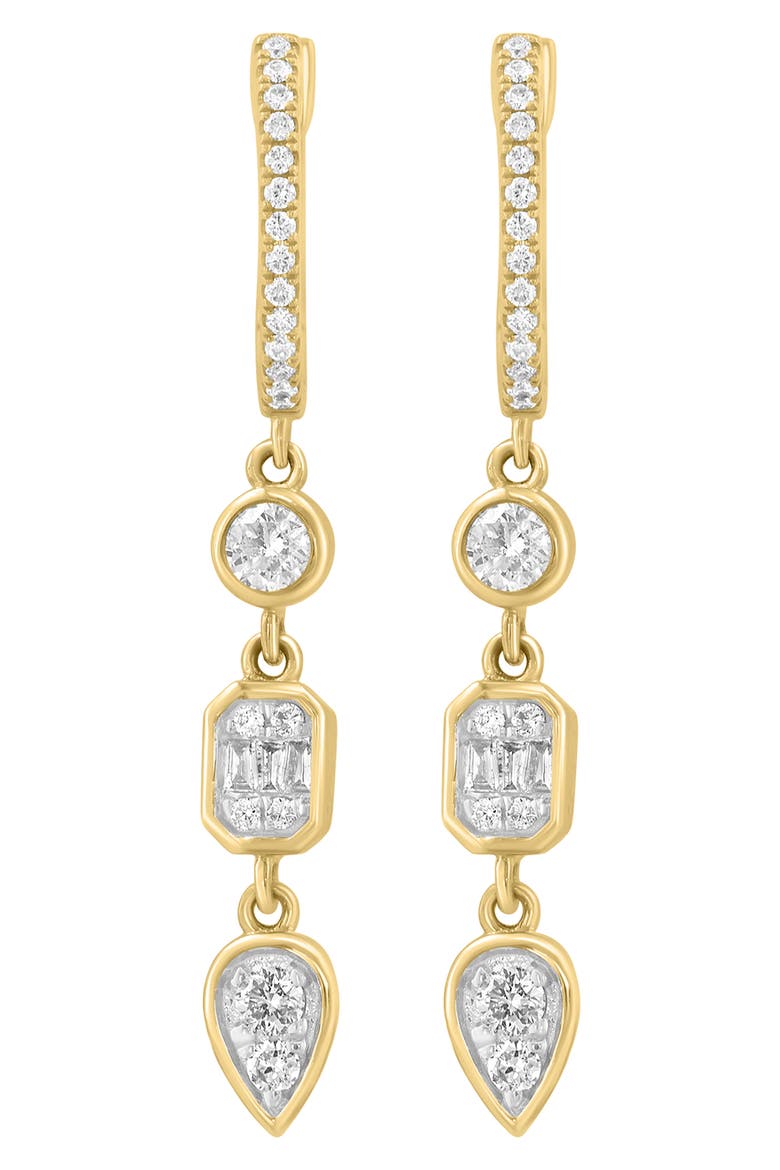 Diamond Drop Earrings, Main, color, WHITE