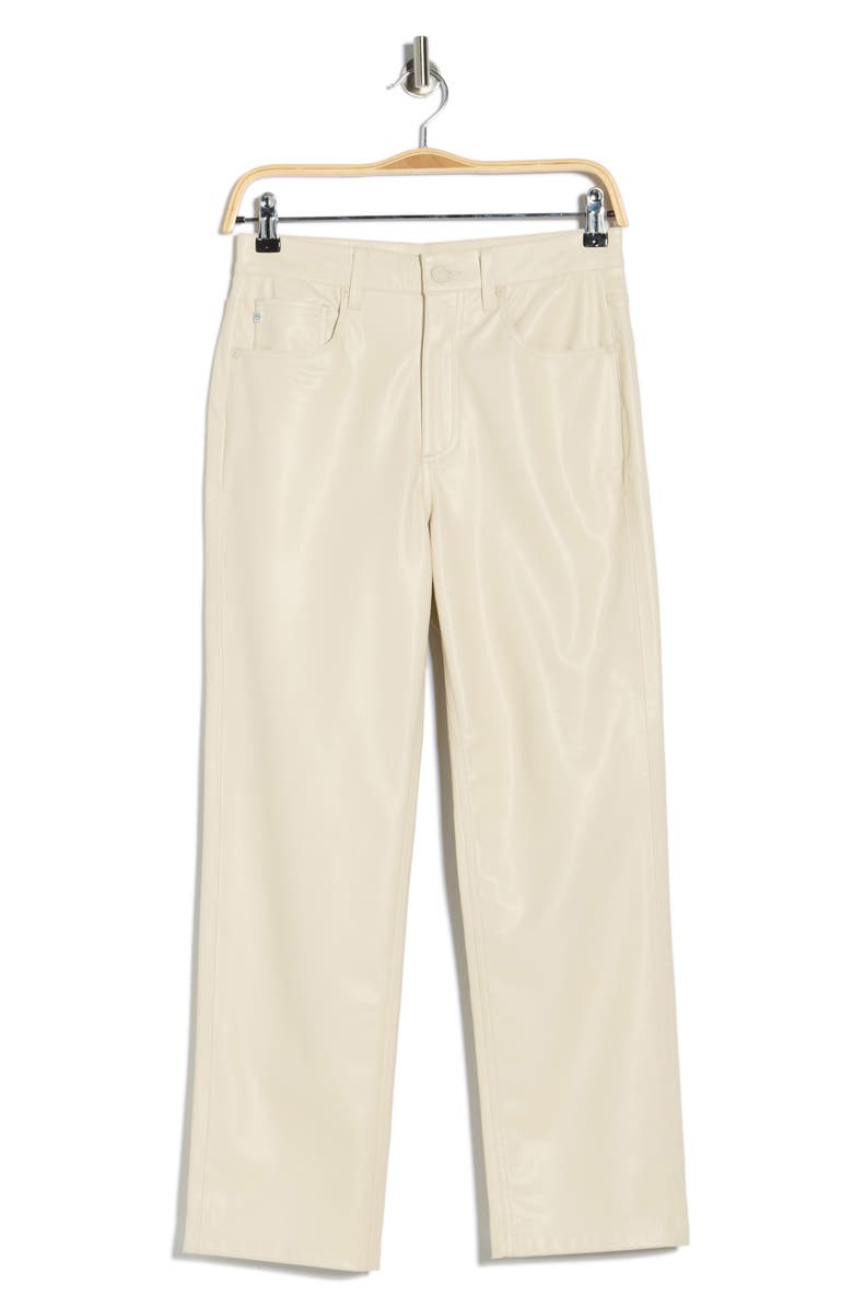 AG High Waist Crop Straight Leg Faux Leather Pants, Alternate, color, Ivory Dust