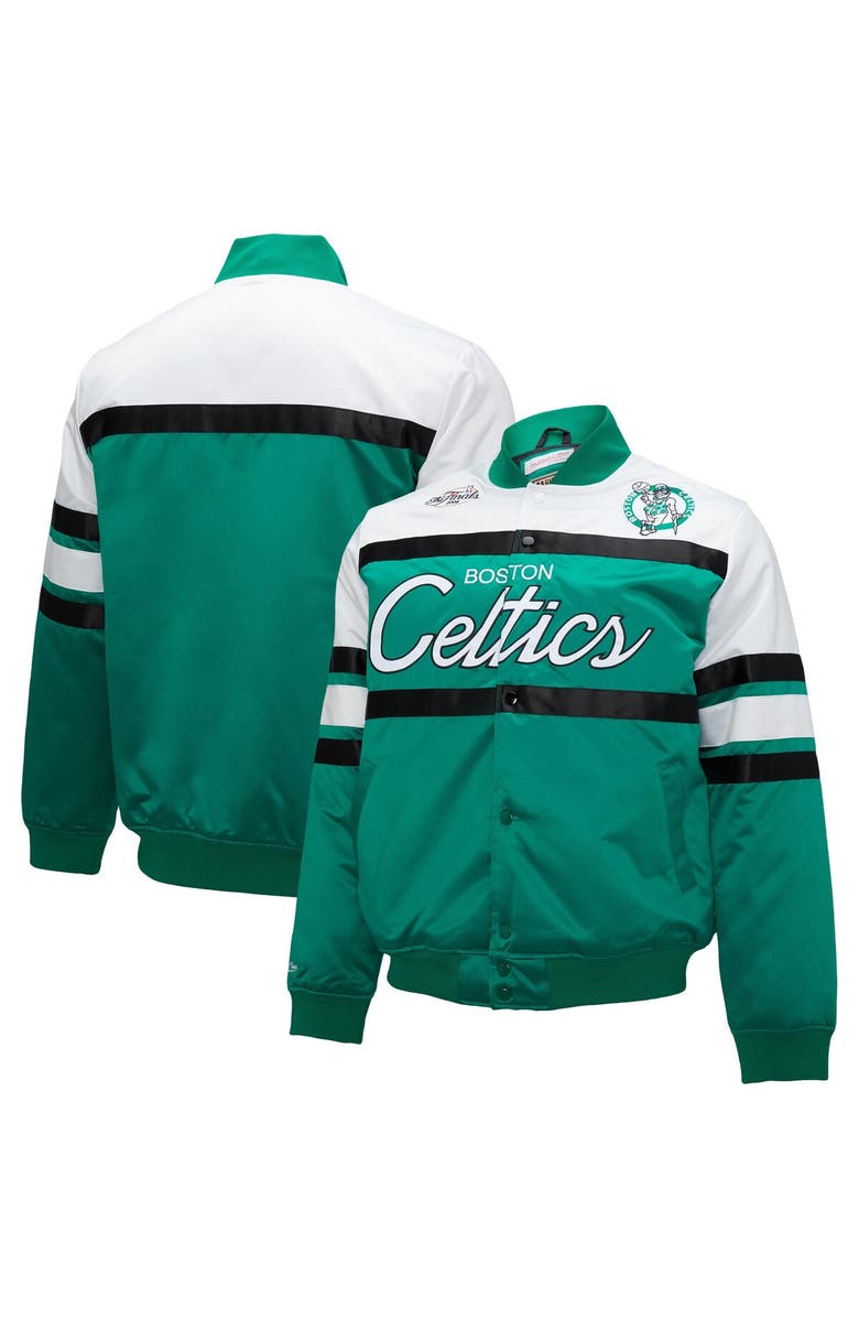 Mitchell & Ness Men's Mitchell & Ness Kelly Green/White Boston Celtics Big & Tall Heavyweight Full-Snap Satin Jacket, Main, color, Kelly Green
