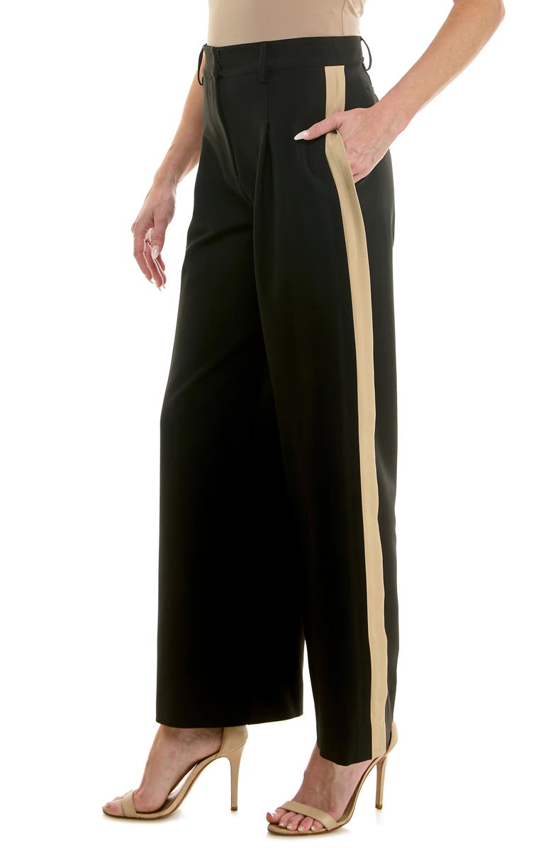 Socialite Wide Leg Side Stripe Pants, Alternate, color, Black Tan