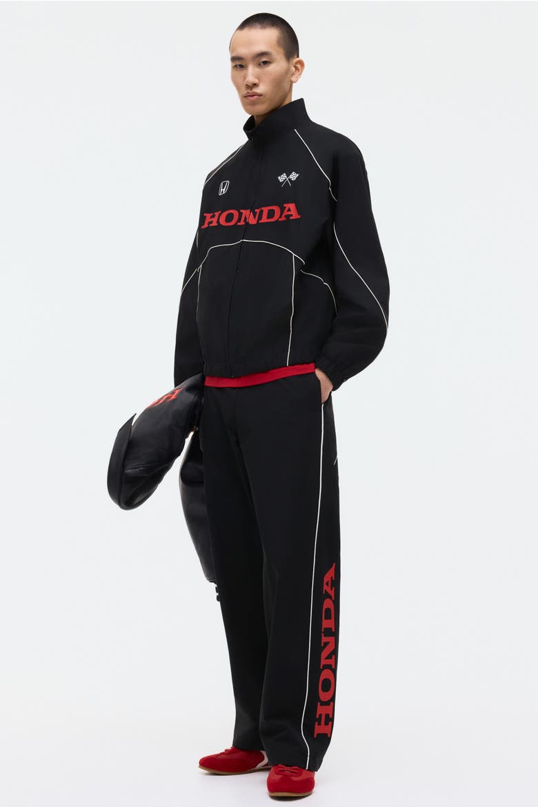 Relaxed Fit Printed Track Pants, Main, color, Black/Honda