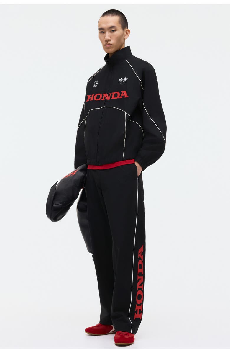 H&M Relaxed Fit Printed Track Pants, Alternate, color, Black/Honda