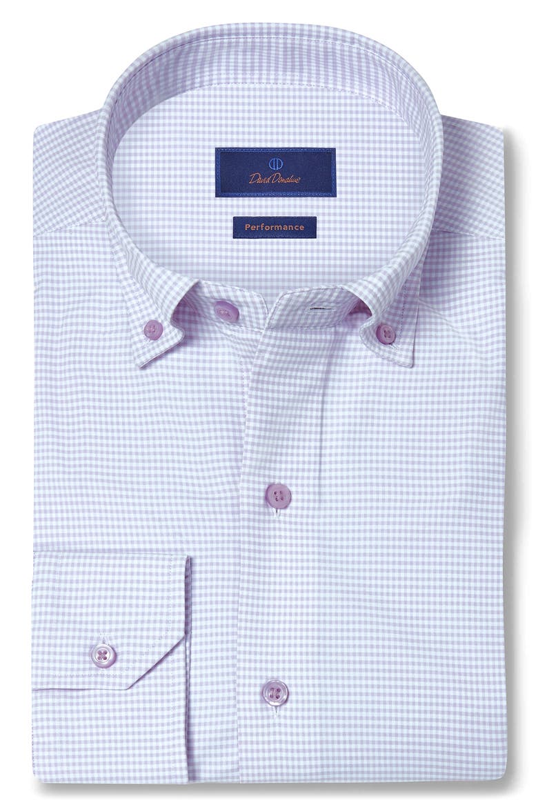 Performance Gingham Sport Shirt, Main, color, LILAC/ WHITE