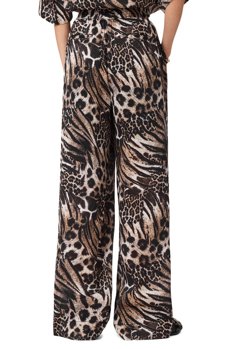 AllSaints Charli Animal Print Linen & Silk Pants, Alternate, color, 