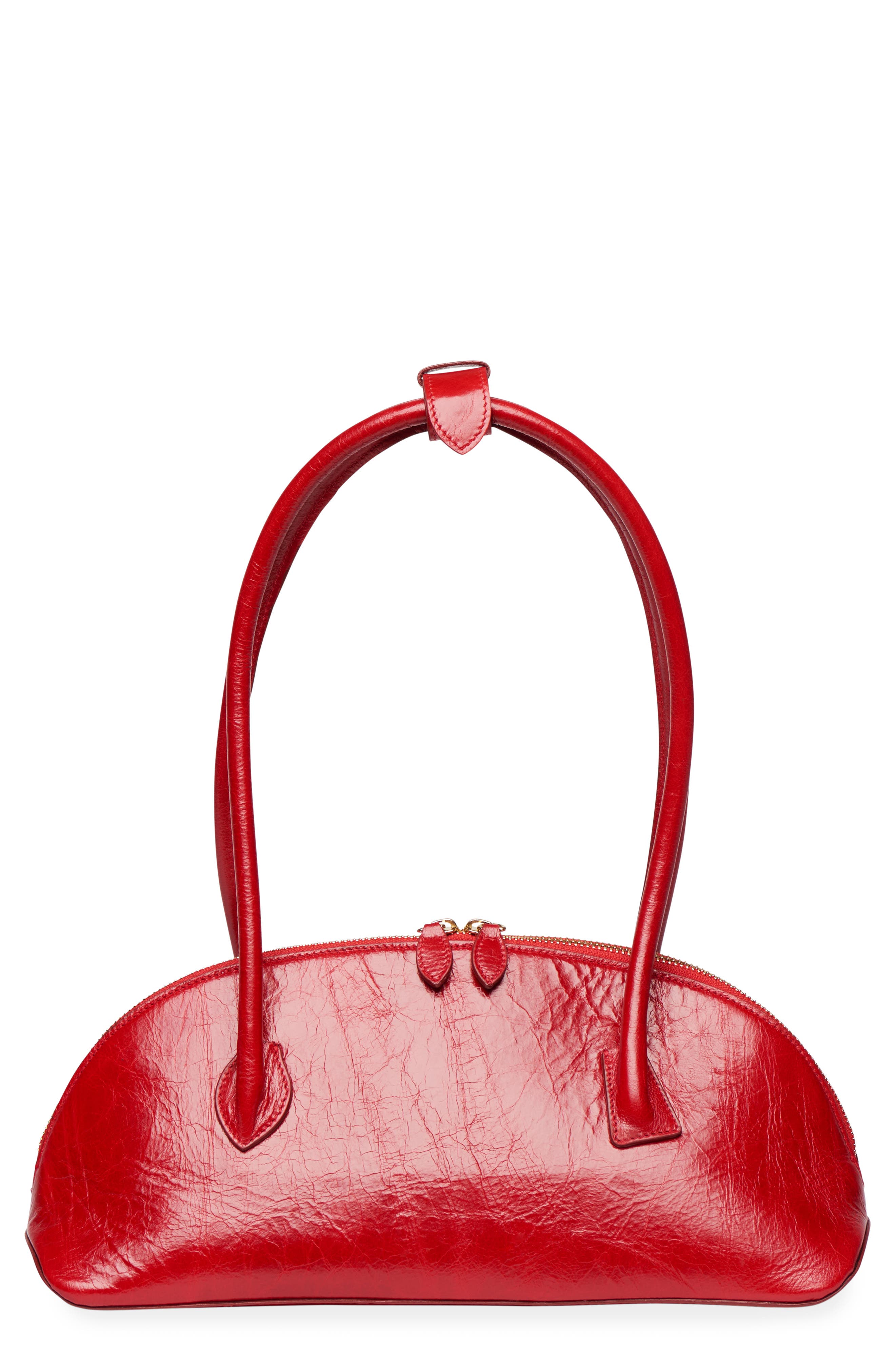 LIFFNER Dome East/West Leather Shoulder Bag, Main, color, Red