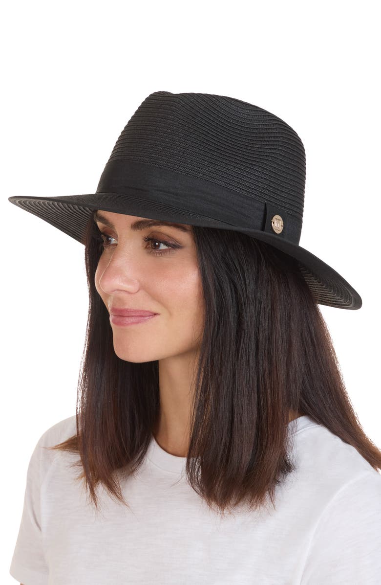 Bruno Magli Ribbon Trim Fedora, Alternate, color, Black
