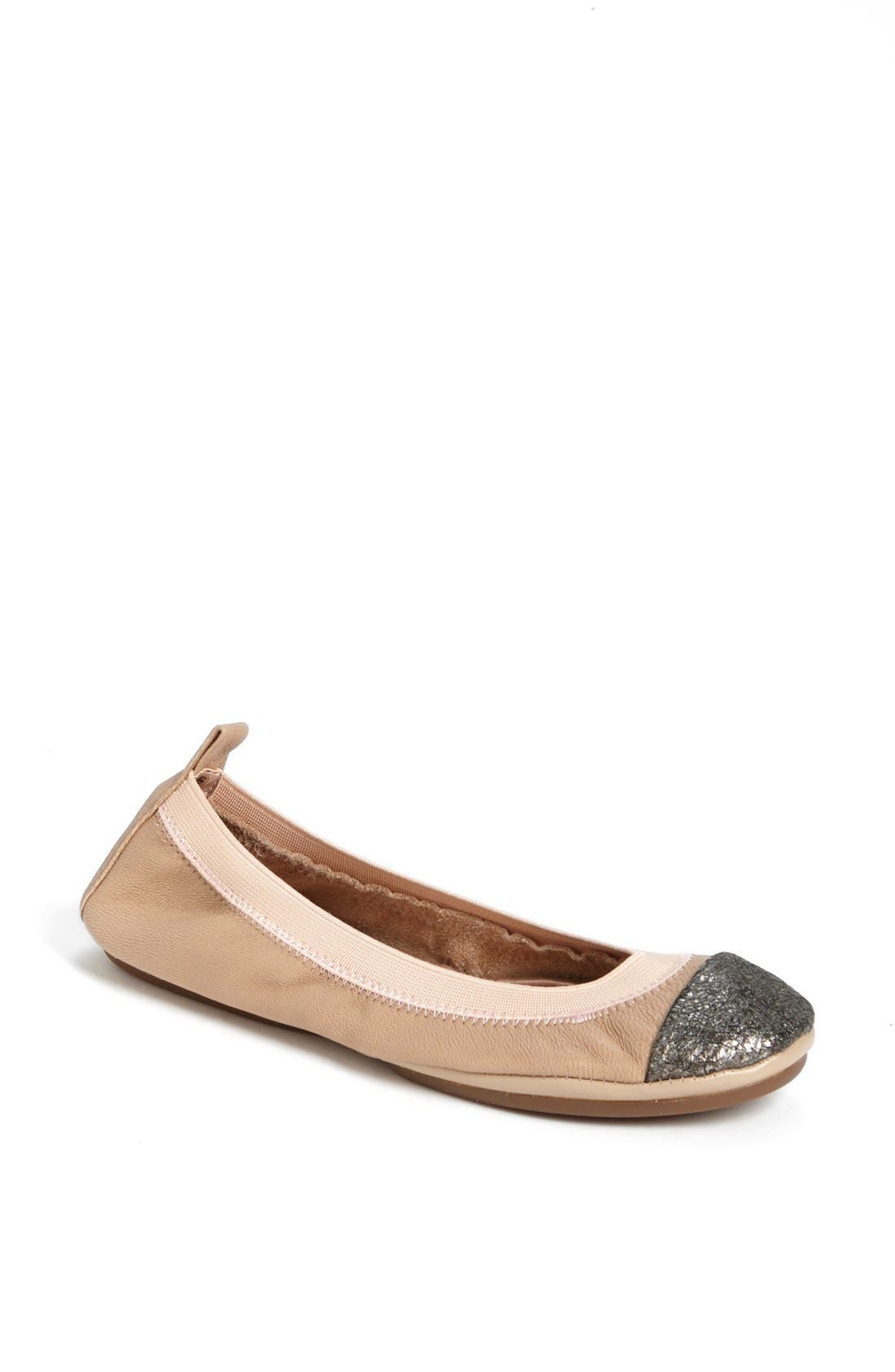 Foldable Ballet Flat, Main, color, ROSE/ PEWTER