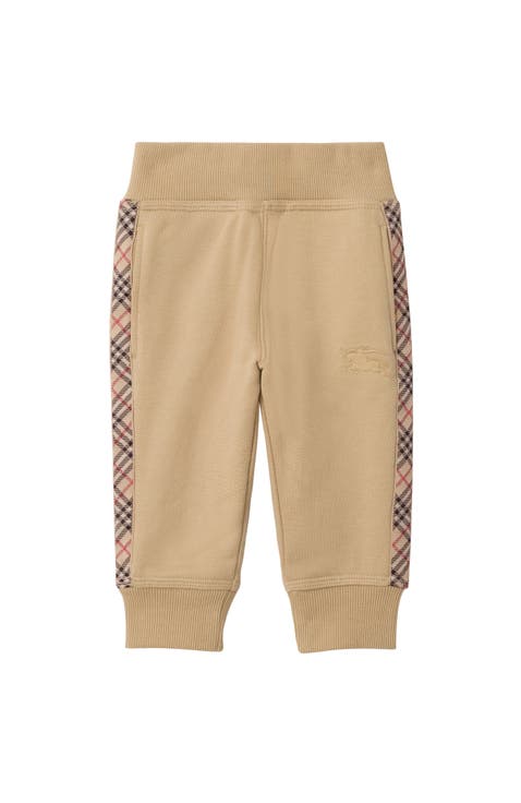 Check Trim Cotton Jogging Pants