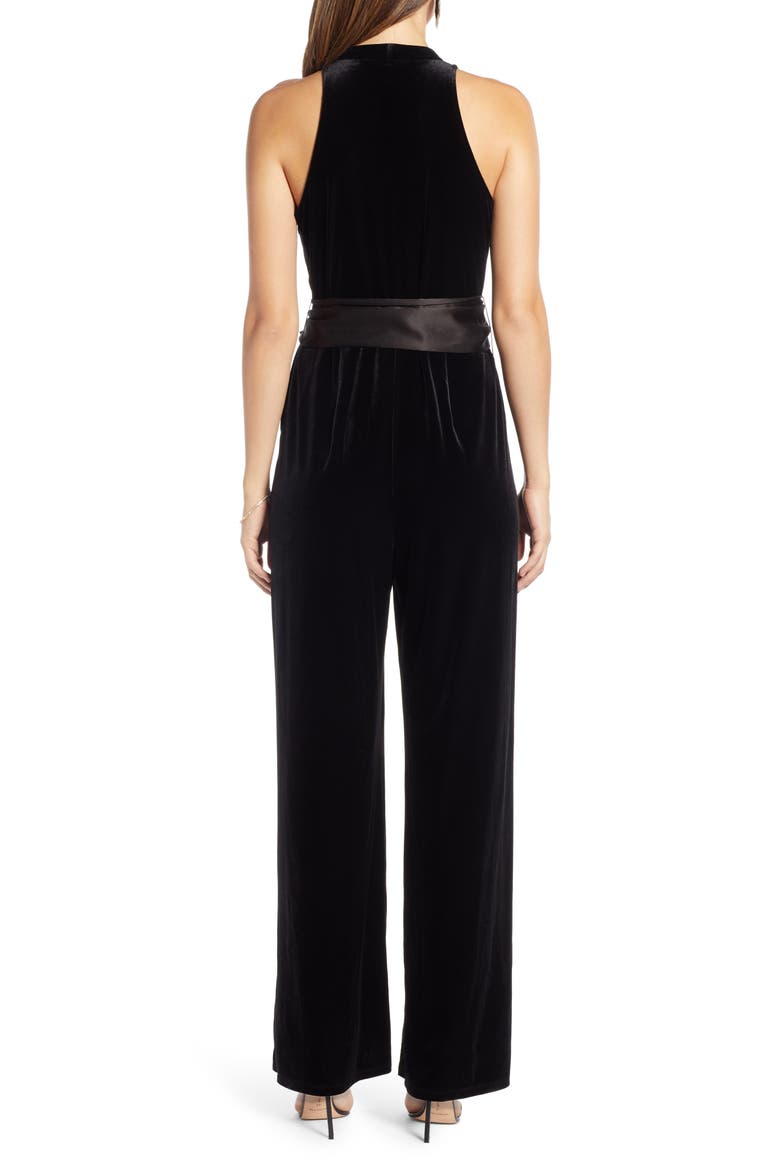 Velvet Jumpsuit, Alternate, color, BLACK