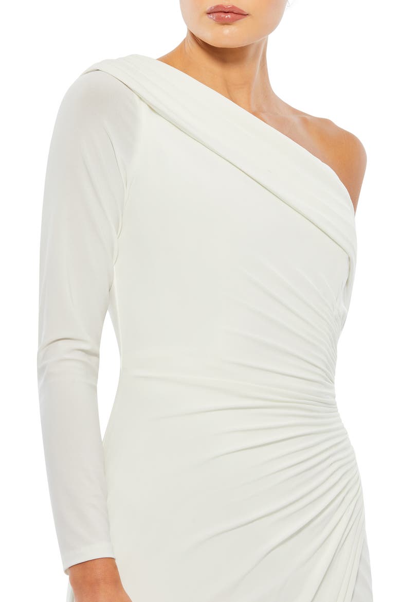 Ruched Jersey Drop Shoulder Foldover Gown, Alternate, color, WHITE