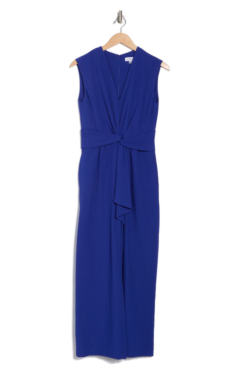 Calvin Klein Knot Front Gauze Jumpsuit, Alternate, color, Ultramarine