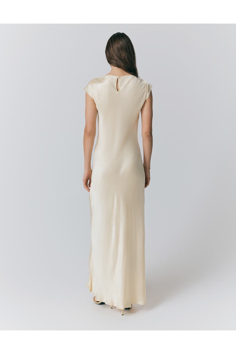 Averie Boat Neck Satin Maxi Dress, Alternate, color, Buttermilk