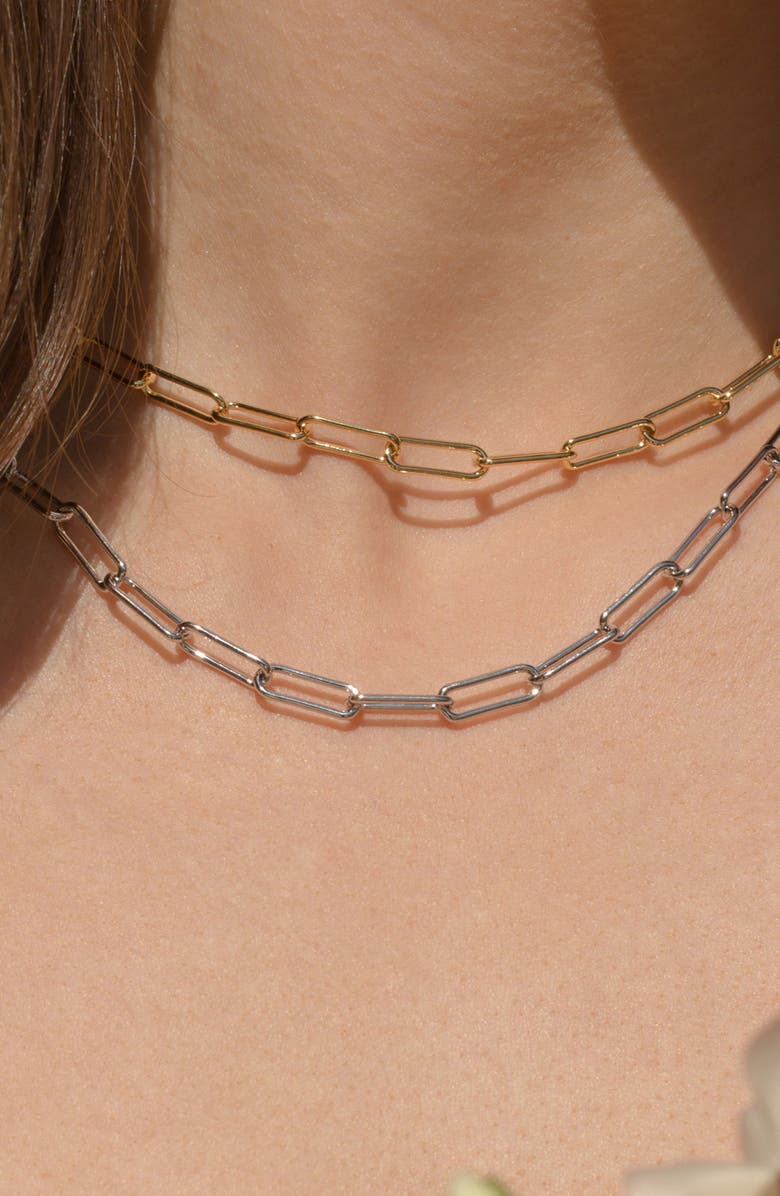 Bearfruit Jewelry Sterling Silver 18k Gold Plated Amelia Chain Statement Necklace, Alternate, color, Silver