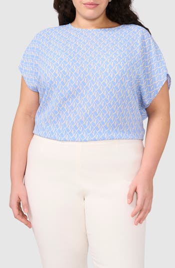 Halogen ® Printed Charmeuse Top In Blue