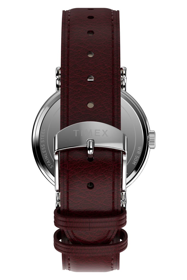 Harry Potter x Timex Weekender Platform 9 3/4 37mm Leather Strap Watch, Alternate, color, WHITE/ SILVER-TONE