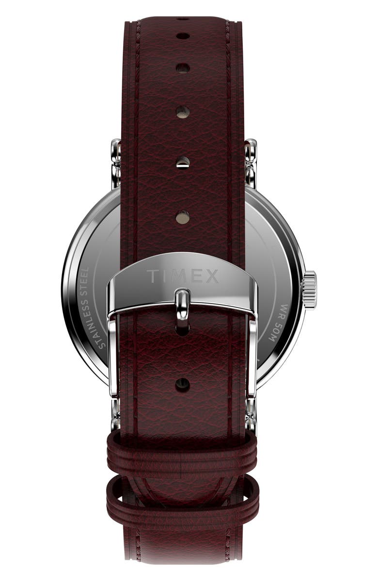 Timex<sup>®</sup> Harry Potter x Timex Weekender Platform 9 3/4 37mm Leather Strap Watch, Alternate, color, White/ Silver-Tone