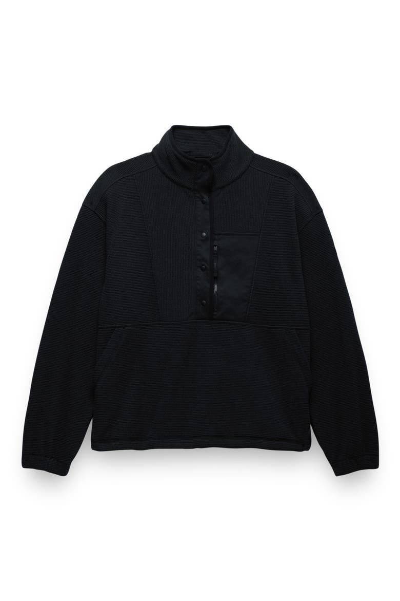 Stretch Zion Fleece Half Snap Pullover, Alternate, color, BLACK