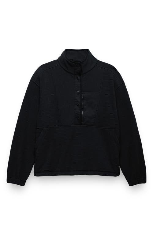 Prana Stretch Zion Fleece Half Snap Pullover In Black