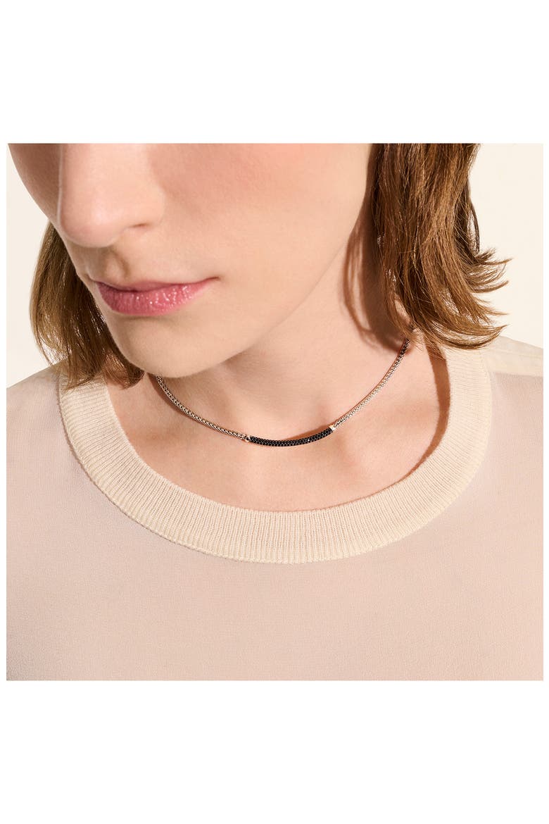 JH Essentials Pavé Sapphire Necklace, Alternate, color, SILVER/ BLACK SAPPHIRE
