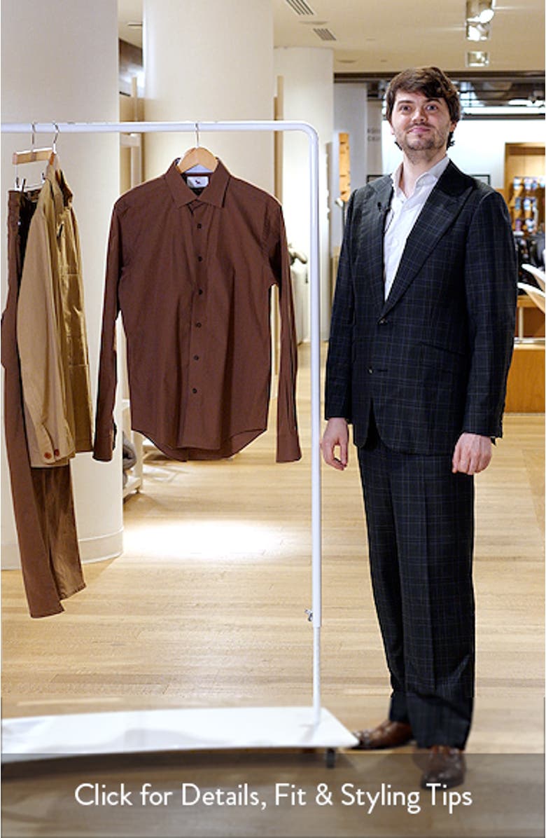 Trim Fit Solid Brown Cotton Dress Shirt, sales video thumbnail