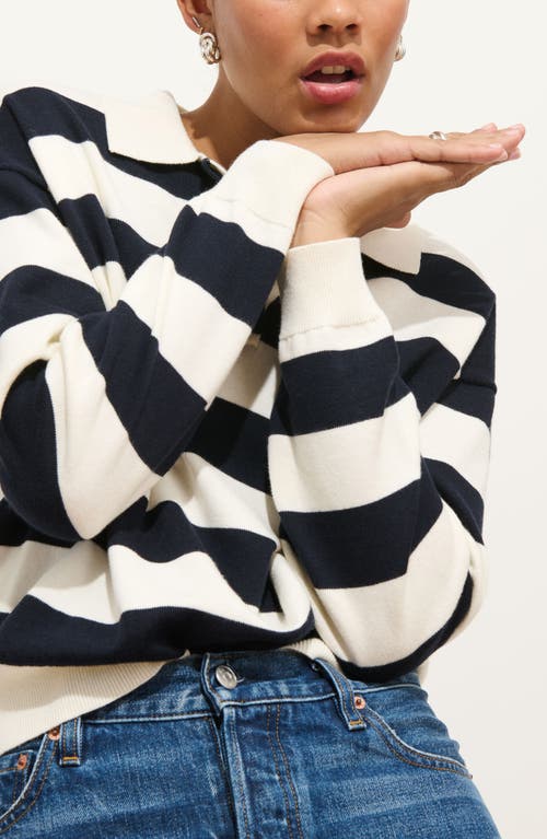 Alex Mill Bond St Striped Polo In Cotton Cashmere In Black