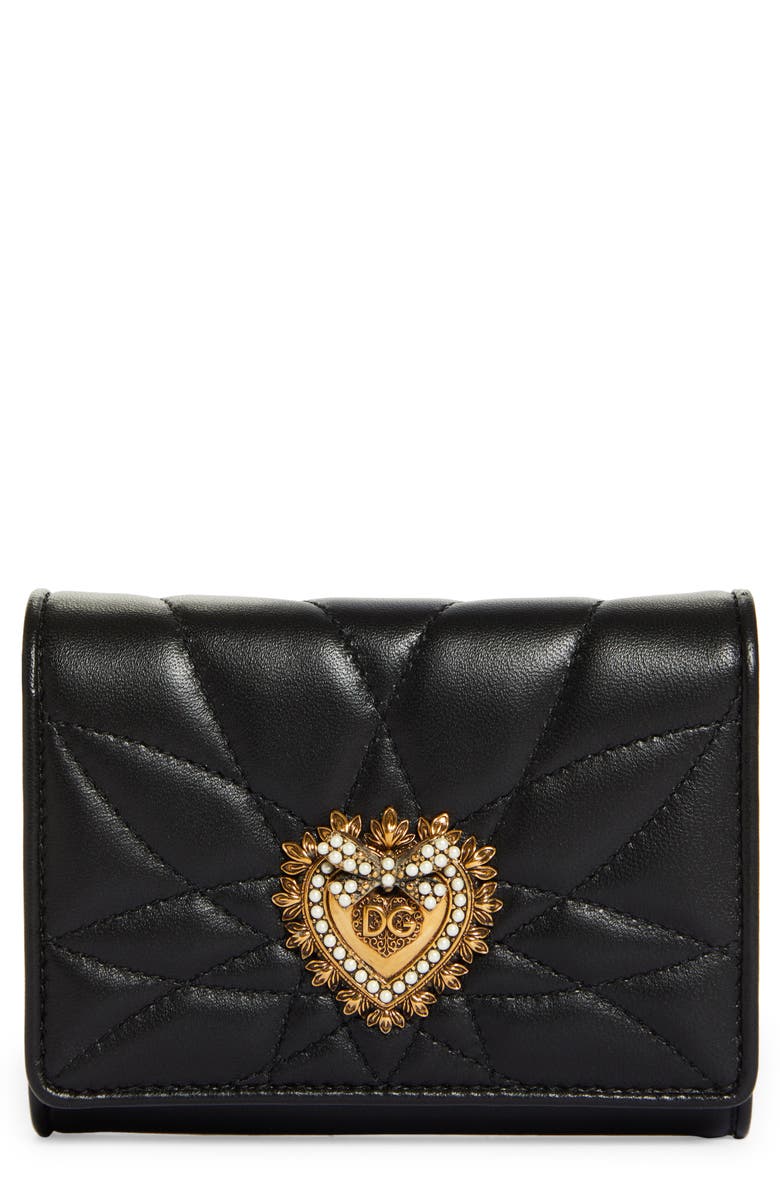 Dolce&Gabbana Devotion Leather Wallet, Main, color, 
