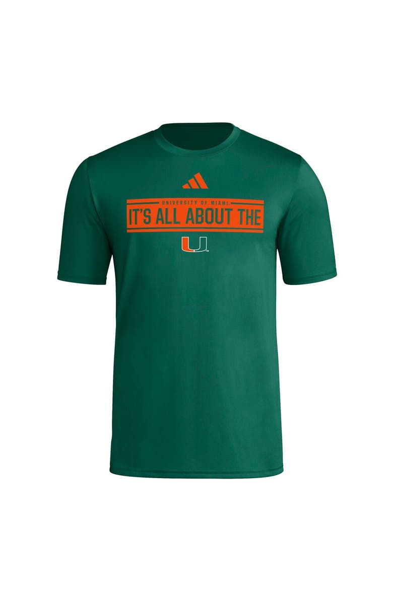 adidas Men's adidas Green Miami Hurricanes Locker Slogan Pre-Game T-Shirt, Alternate, color, Green