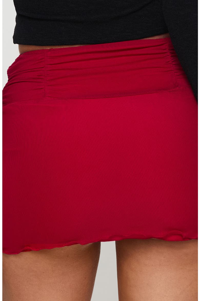 Meredith Ruched Mesh Miniskirt, Alternate, color, RED