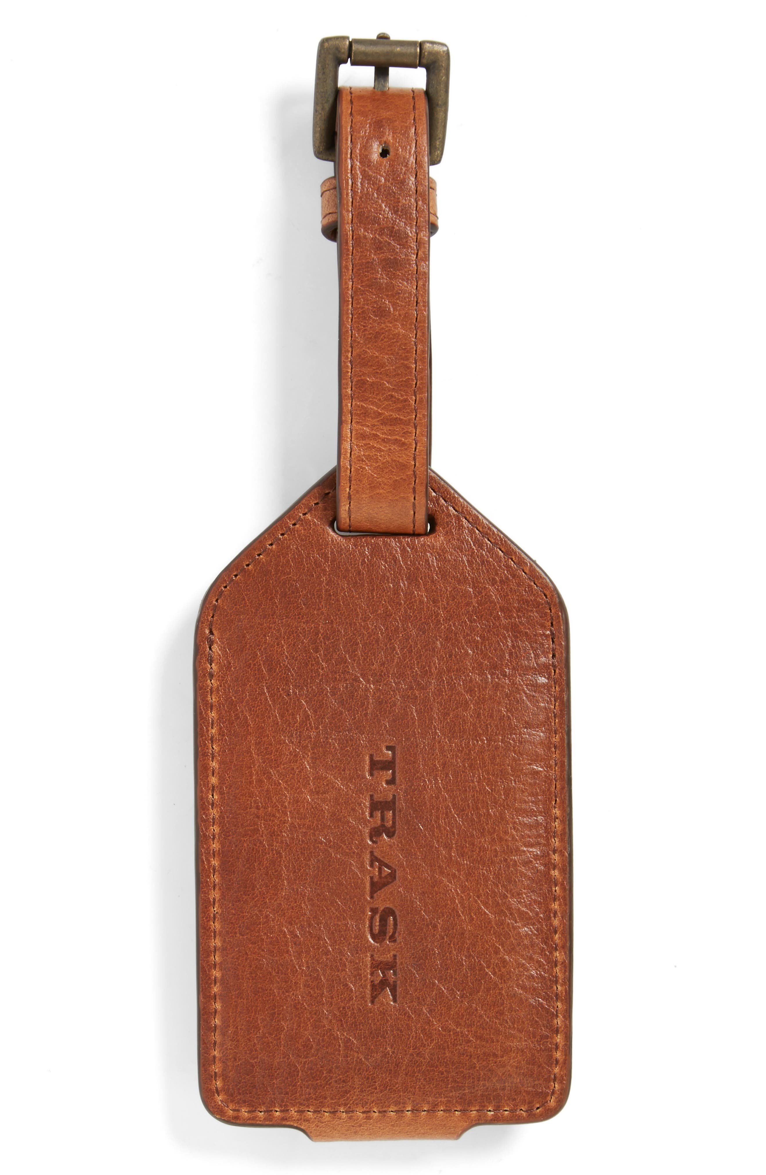 Trask Jackson Norwegian Elk Leather Luggage Tag, Alternate, color, 