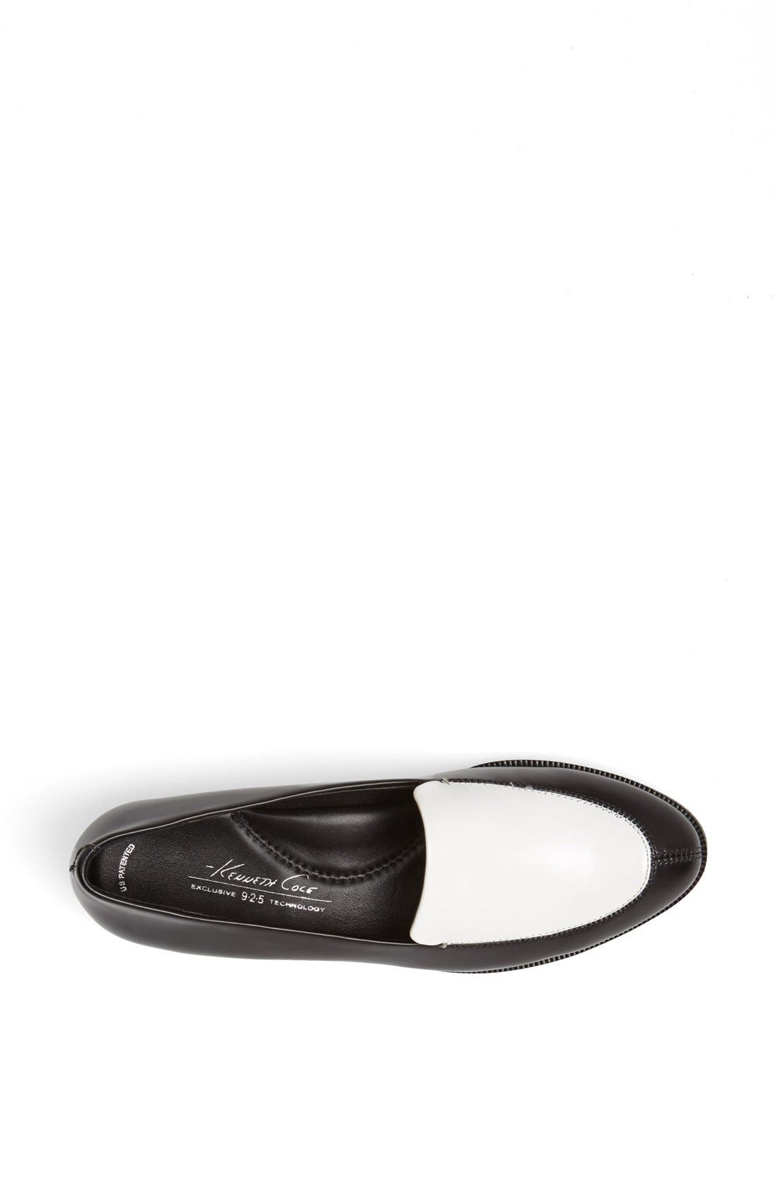 'Hudson' Leather Flat, Alternate, color, BLACK/ WHITE