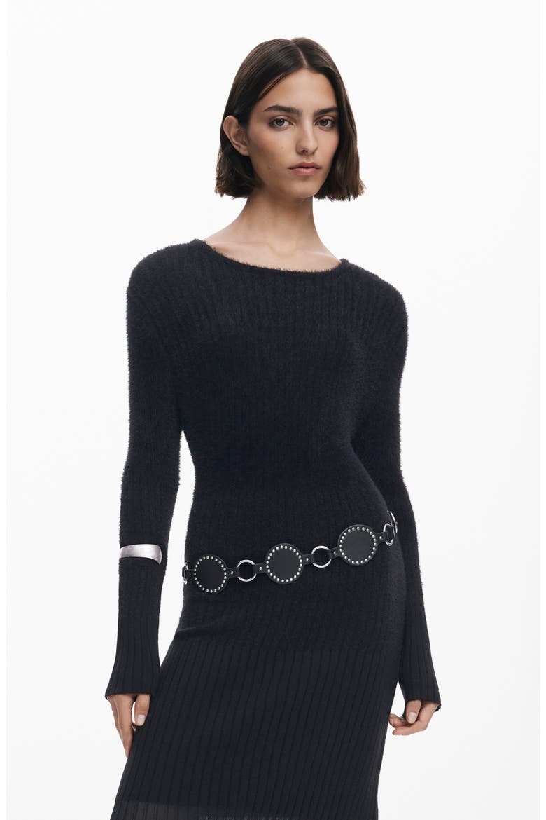 Long Sleeve Sweater Maxi Dress, Alternate, color, BLACK