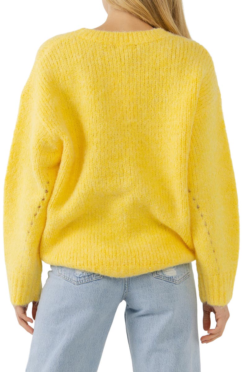 Free the Roses Oversize Crewneck Sweater, Alternate, color, Yellow