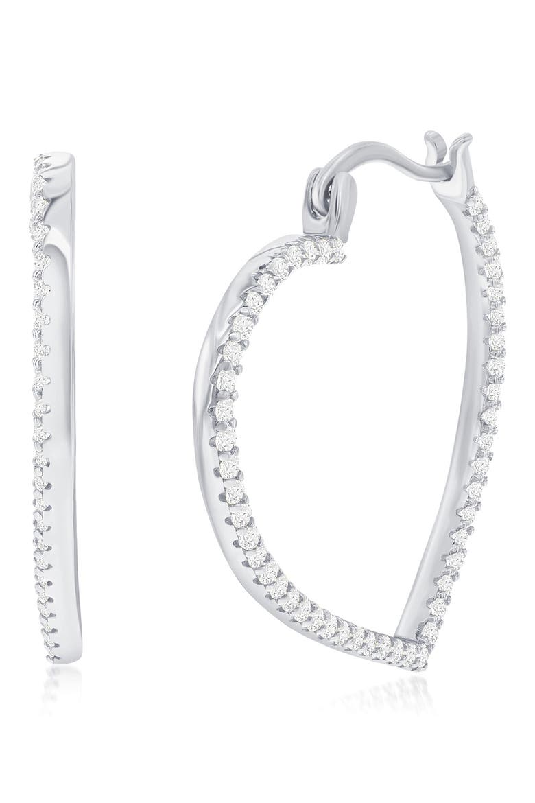 Heart Hoop Earrings, Main, color, SILVER