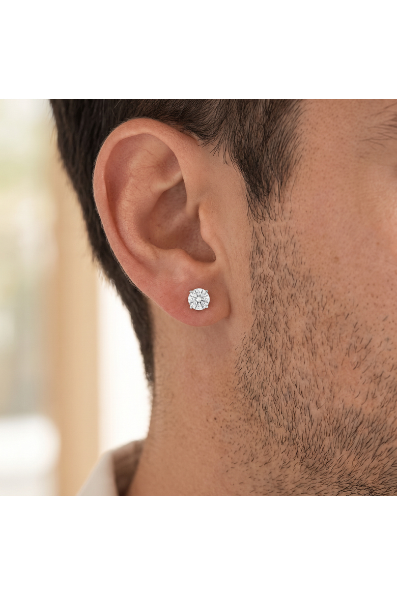 1/2 - 2 Ct Single Diamond Stud in 14k Gold One Earring Lab Grown, Alternate, color, White Gold - 2Ct