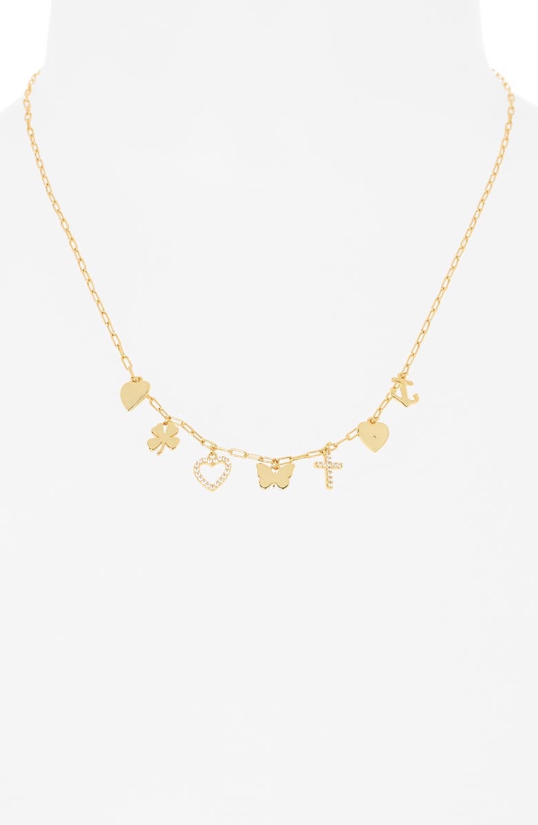 NORDSTROM RACK Multi Charm Necklace, Alternate, color, Clear- Gold