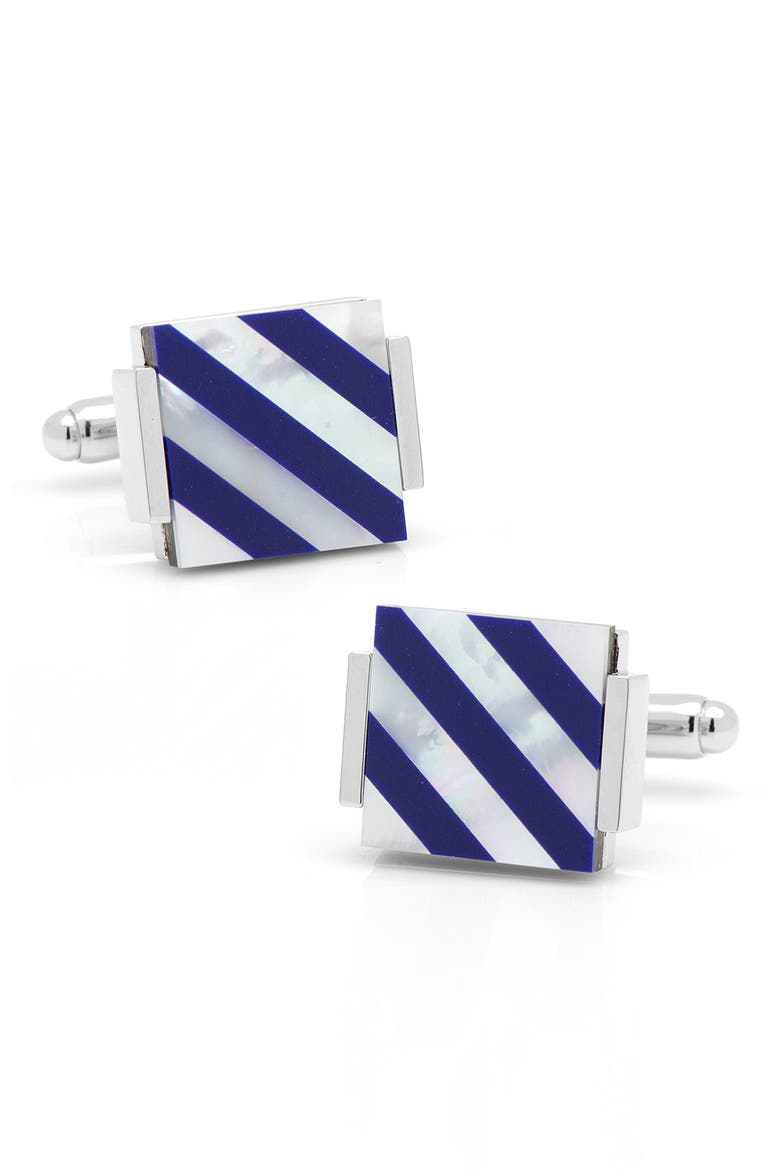 Men's 7-Piece Square Mother-of-Pearl Shirt Studs & Cuff Links Set, Alternate, color, BLUE