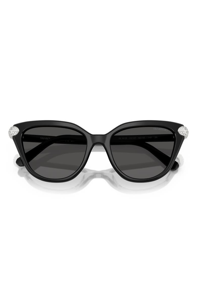 Swarovski 56mm Cat Eye Sunglasses, Alternate, color, Black/ Dark Grey