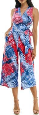 Nina Leonard Surplice Culotte Crop Jumpsuit