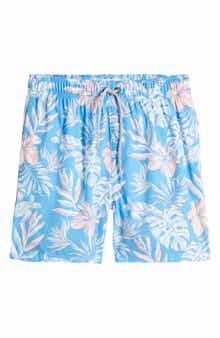 Vintage Summer Kids' Tropical Print Volley Swim Trunks