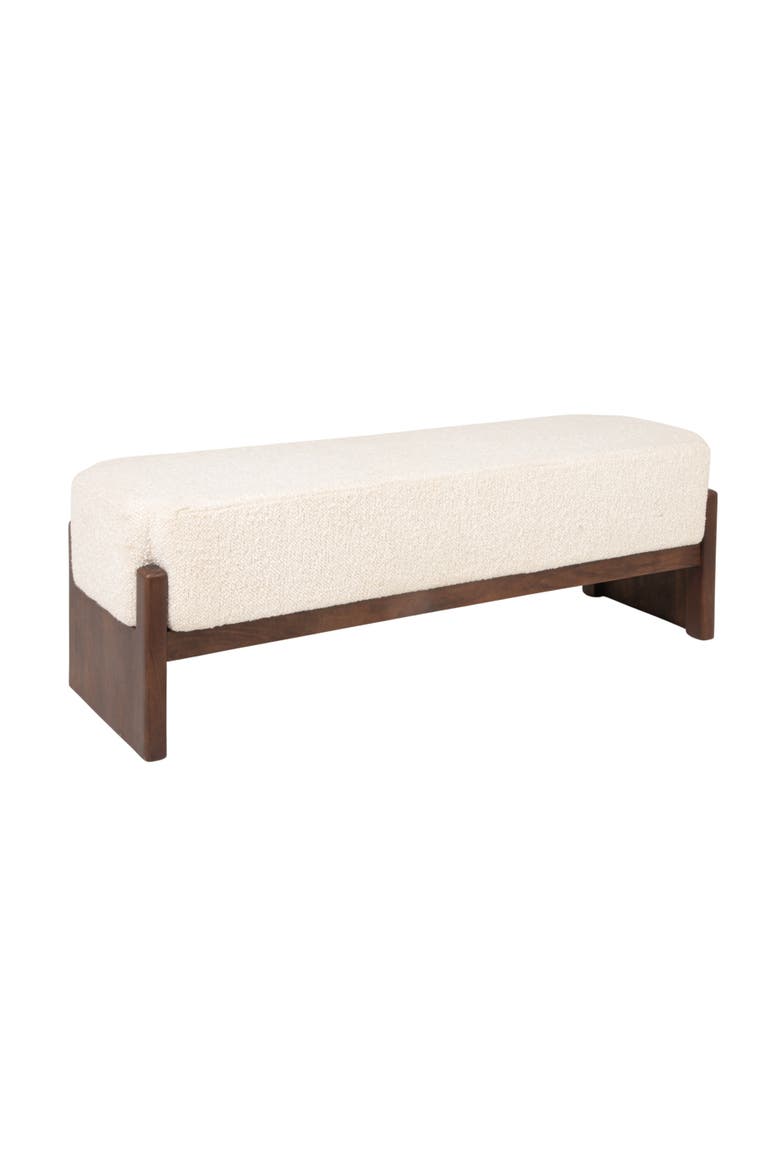Bench with Recessed Cushion and Slat-style Legs, Main, color, Brown