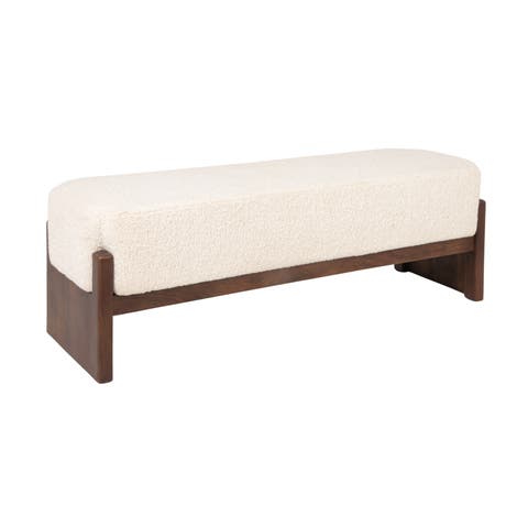 Bench with Recessed Cushion and Slat-style Legs