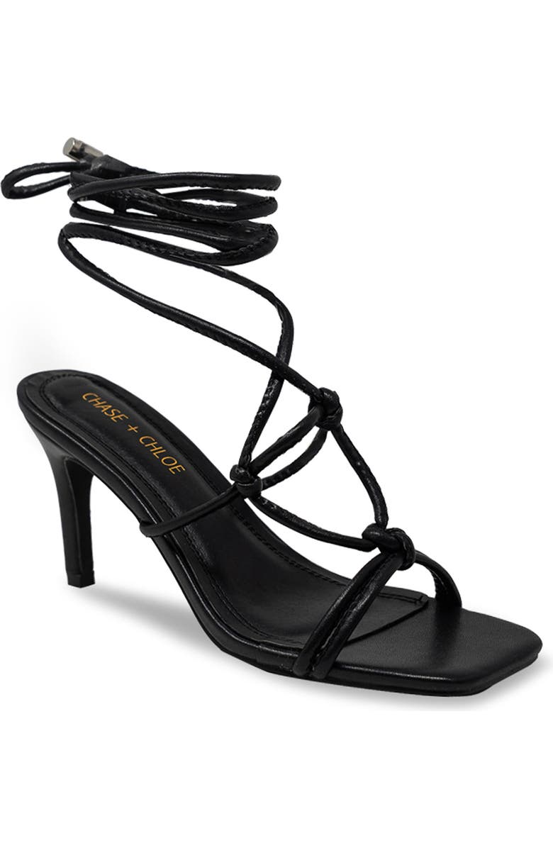 CHASE AND CHLOE Knotted Ankle Wrap Sandal, Main, color,