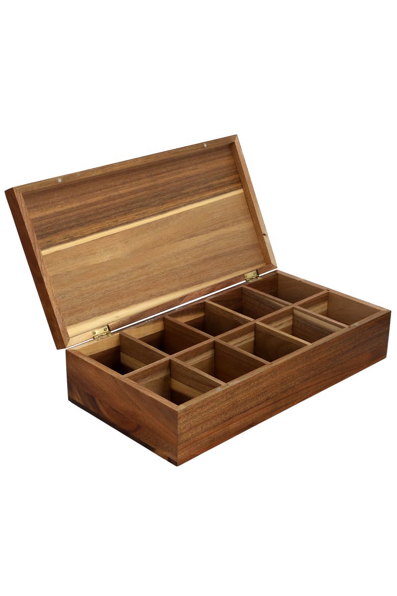 Wood Tea Box Organizer, Alternate, color, Acacia